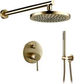 Douche Set Messing Tekening Verborgen Muur Opknoping Top Hoofd En Hand Gordijn Twee Functies Hot Koud Mengen Badkamer Kraan