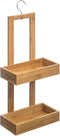 Doucherekje/badkamerrekje 2 lagen bamboe hout met ophanghaak 26 x 14 x 60 cm - Opberg rekjes voor shampoo/douchegel