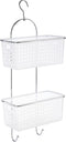 Doucherekje/badkamerrekje 2 lagen kunststof met ophanghaak wit 30 x 15 x 65 cm - Opberg rekjes voor shampoo/douchegel