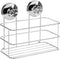 Doucherekje/badkamerrekje metaal met zuignappen 19 x 12 x 18 cm - Opberg rekjes voor shampoo/douchegel