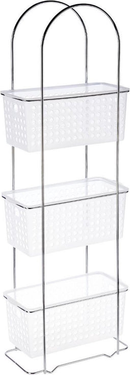 Doucherekje/badkamerrekje staand metaal/kunststof met 3 lagen 30 x 15 x 85 cm - Opberg rekjes voor shampoo/douchegel