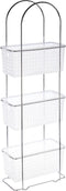 Doucherekje/badkamerrekje staand metaal/kunststof met 3 lagen 30 x 15 x 85 cm - Opberg rekjes voor shampoo/douchegel