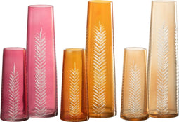 J-Line vaas Bladeren - glas - mix - large - 3 stuks