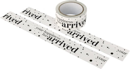Dozensluittape - Unbox your happiness - Papier - 50mm - 50m - zwart/wit - 1 stuks