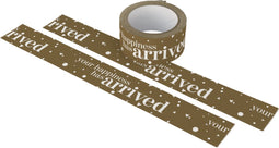 Dozensluittape - Unbox your happiness - Papier - 50mm - 50m - bruin/wit - 1 stuks