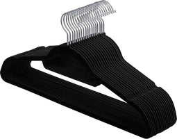 Hoppa! - Zwarte Plastic Kledinghangers - Antislip oppervlak - Ruimtebesparend ontwerp - (20 stuks)