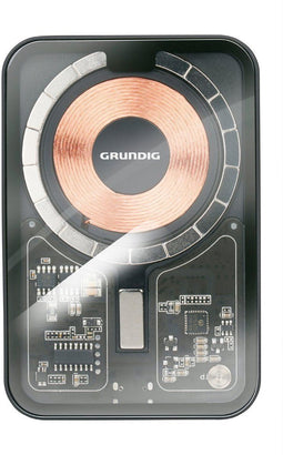 Grundig Wireless Powerbank Transparent 5000mAh - Draadloos Opladen - MagSafe Compatibel - Inclusief Type-C Kabel