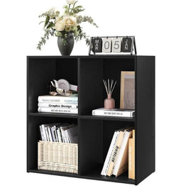 Woltu Boekenkast met 4 Vakken - Lage Opbergkast 59,6 x 29 x 59,8 cm - Multifunctionele Houten Kast -