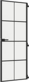 vidaXL - Binnendeur - smal - 76x201,5 - cm - gehard - glas - en - aluminium - zwart