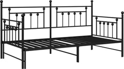 vidaXL - Zwart - Ligbedframe - met - Onderbed - - - 100x190 - cm - Staal
