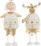 J-Line kerstfiguur Engel/Rendier - metaal - wit/goud - small - 2 stuks