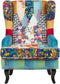 MOLDE - Chesterfield fauteuil - Patchwork/Blauw - Polyester