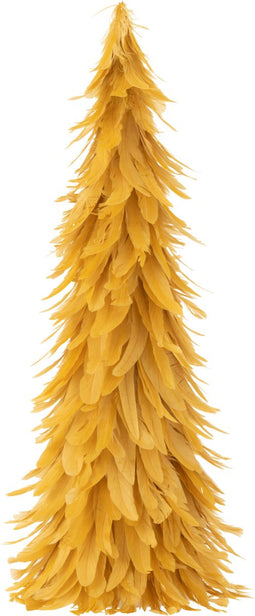 J-Line decoratie Kegel - veren - geel