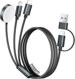 Travelhawk 3-in-1 - USB Kabel 120W - Apple Watch Oplader - 1,2 meter