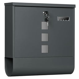 Woltu Brievenbus met Krantenvak - Antraciet - 10 x 30,8 x 33,8 cm