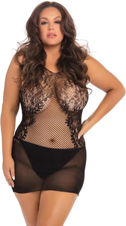 Netstof Jurkje Fantasy Plus Size - Zwart