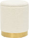 vidaXL - Hocker - met - opbergruimte - rond - fleece - wit