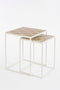 Mica Decorations Odile Bijzettafel - Set van 2 - Metaal - Bruin Wit (2 stuks)