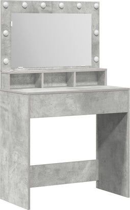 vidaXL - Kaptafel - met - LED-verlichting - in - Betongrijs, - 79x41x135 - cm