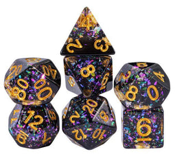 HOT Games Nebula - Dobbelstenen Set 7 delig - Glitter - Paars Zwart