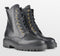 PS Poelman Leta - Dames Leren Enkellaarzen met Veters en Rits - Chunky Plateauzool 4,5 cm - Zwart