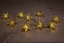 Lichtslinger/lichtsnoer - met 10 sterretjes - op batterijen - 150 cm-verlichting