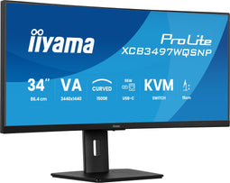 Iiyama ProLite XCB3497WQSNP-B1 - 34'' UWQHD Curved VA - USB-C Dock KVM Switch - Zwart