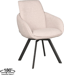 LABEL51 Beauty Eetkamerstoel - Naturel - Stof - Black Frame - Stoel - Normale eetkamerstoel