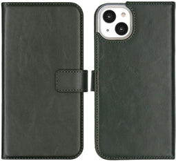 Selencia iPhone 14 Plus - Echt Lederen Bookcase - 3 Pashouders - Groen