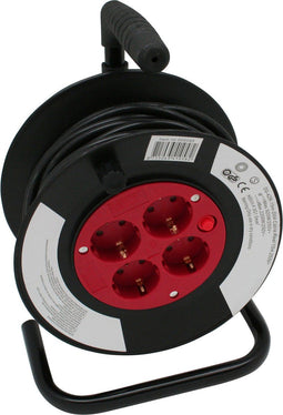Technik - Kabelhaspel 15m - 4-voudig met randaarde - 3x1.5mm2 - zwart