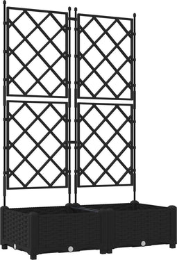 vidaXL - Tuinplanter - met - Trellis - 2 - stuks - Zwart - 80x40x125,5 - cm