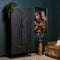 Kabinet kast Daan - Kabinet kast mangohout - Vakkenkast zwart 200 cm