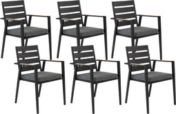 TAVIANO - Tuinstoel set van 6 - Zwart - Aluminium