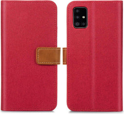 iMoshion Hoesje Geschikt voor Samsung Galaxy A51 Hoesje Met Pasjeshouder - iMoshion Luxe Canvas Bookcase - Rood