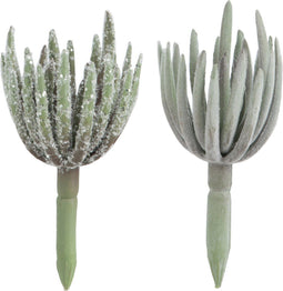 J-Line kunstplant Echeveria - kunststof - groen - small - 2 stuks