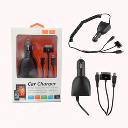 Henca CC37-IMI - Dual USB Autolader - 5.0V/4800mA met 30pin+8pin+Micro USB