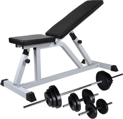 vidaXL - Trainingsbank - met - halterset - 30,5 - kg