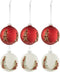 J-Line kerstbal Kerstbomen Glitters - glas - wit/rood - small - doos van 6