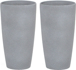 ABDERA - Bloempot set van 2 - Lichtgrijs - Klein - Stenenmix