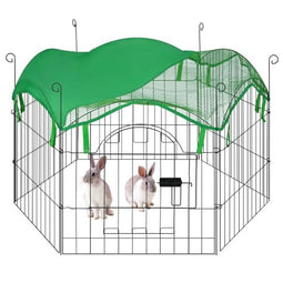 Eugad Buitenren voor Konijnen en Kleine Dieren - 6 Panelen Metaal - Zwart - Diameter 114 cm -