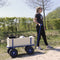 Sunny Billy Beach Wagon Bolderkar Blauw - Blank hout - Bolderwagen met luchtbanden - 94x61x97cm