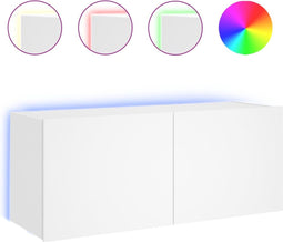 vidaXL - Tv-wandmeubel - met - LED-verlichting - 100x35x41 - cm - wit
