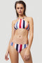 O'Neill Cali Mix Crop Bikini Top - Dunne verstelbare schouderbandjes - Panterprint - Rood met blauw