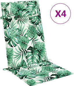 vidaXL - Stoelkussens - 4 - st - hoge - rug - bladpatroon - oxford - stof