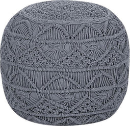 KAYSERI - Poef - Grijs - 40 cm - Katoen
