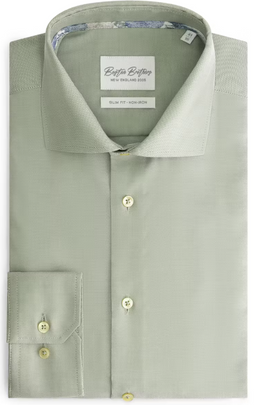Boston Brothers BBO35S110 - Non Iron Overhemd - Slim Fit Wide Spread Kraag - Oxford Katoen (maat 40)