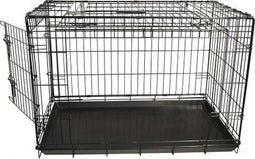 Draadkooi met deur en schuifdeur (zwart) 123cm