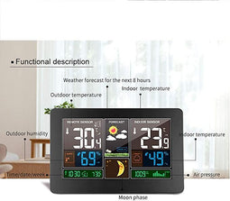 Draadloos weerstation met wekfunctie en temperatuur, vochtigheid, barometer, wekker, maanfase, klok