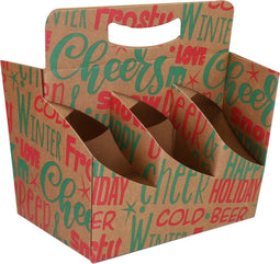 Draagtray | Winter words | 6-vaks | bier | 210x140x166mm | golfkarton | groen/rood | 25 stuks