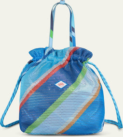 Drawstring Backpack Blue 58 Multi Stripes Blue: OS